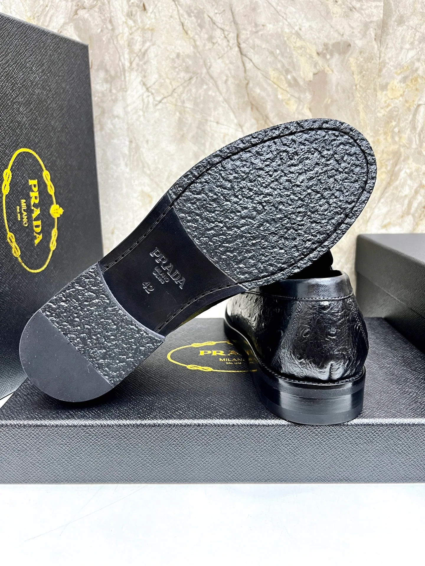 PRADA~ Size: 38-44 (customized 45/46 P: 💰880 P's original official website new high-end men's leather shoes, top-quality original replicas, made of imported open edge beads/calf leather, calf leather breathable lining, original leather outsole!